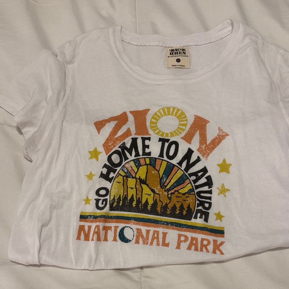 Anthropologie White Graphic Tee